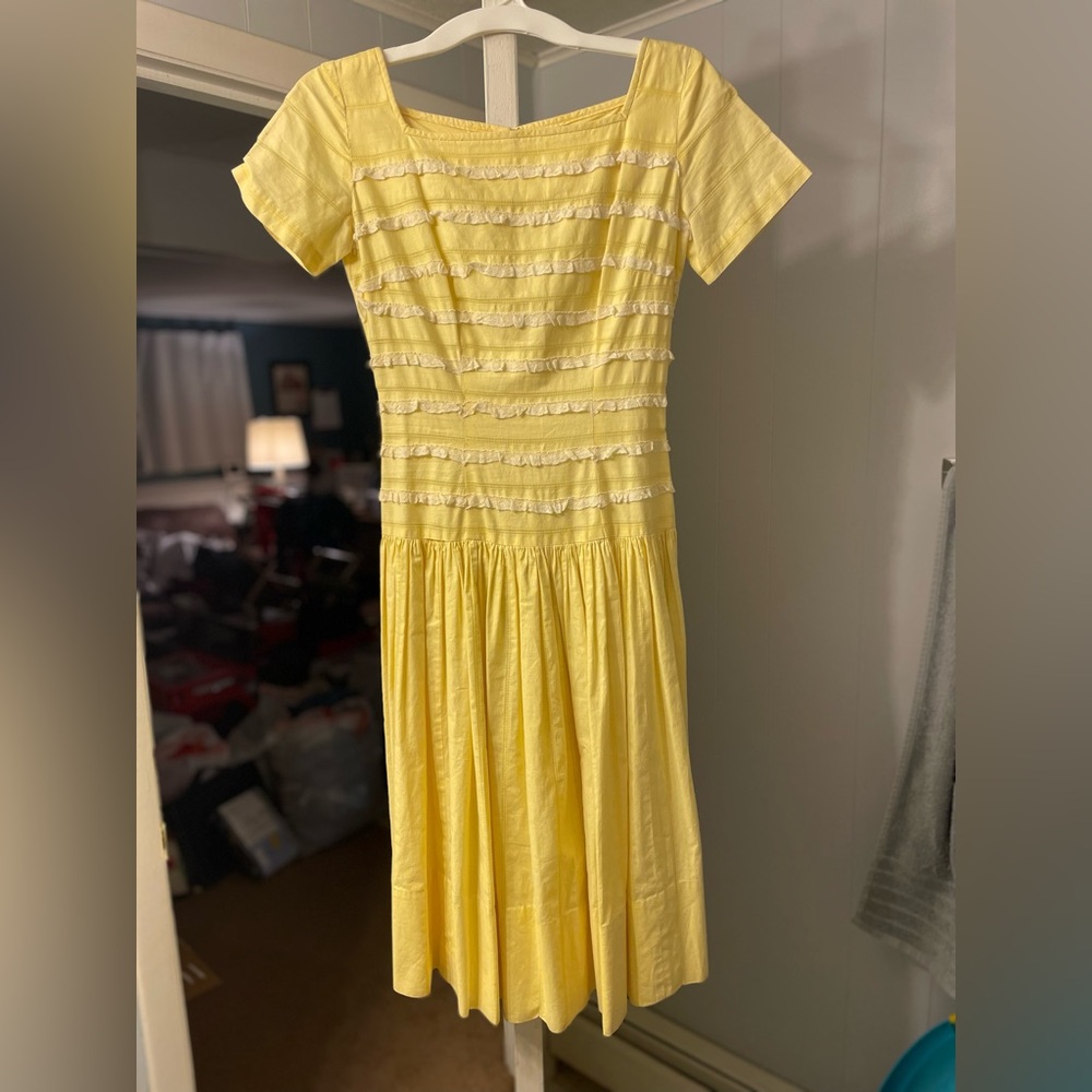 Vintage 1950's Yellow Midi Sundress Teena Paige XS